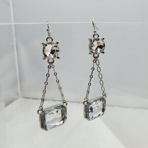 Bijou  clear stones silver chain dangle earrings